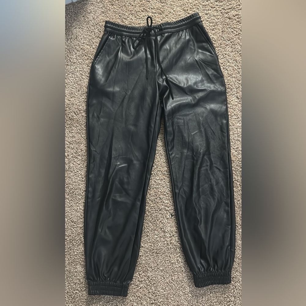 a new day Black Faux Leather Joggers